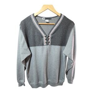 BLAST Women's Gray Longsleeve V Neck Button Detail Nordic Design Top Size M